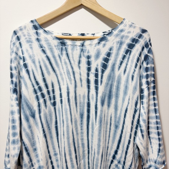Johnny Was Calme Pima Cotton Modal Blend Tie Dye Sweater Size Small Blue White - Picture 3 of 11